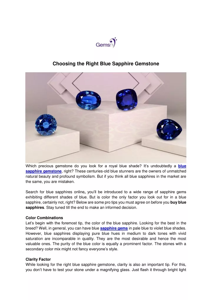 choosing the right blue sapphire gemstone