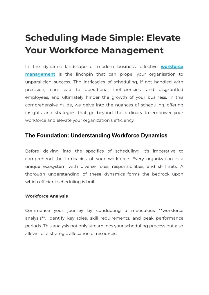 scheduling made simple elevate your workforce