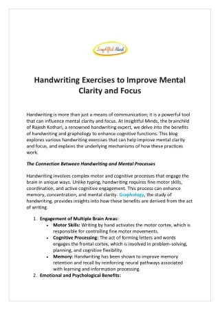 Handwriting Exercises to Improve Mental Clarity and Focus