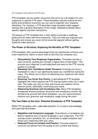 are templates really useful for the pte exam