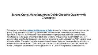 Banana Crates Manufacturers in Delhi