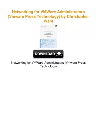 Networking for VMWare Administrators (Vmware Press Technology) by