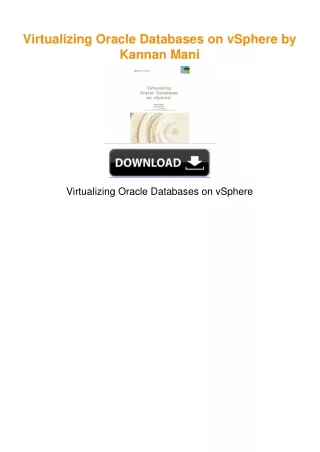 Virtualizing Oracle Databases on vSphere by Kannan Mani