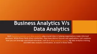 Business Analytics V/s Data Analytics