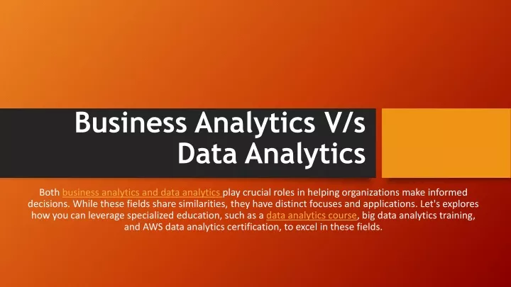 business analytics v s data analytics