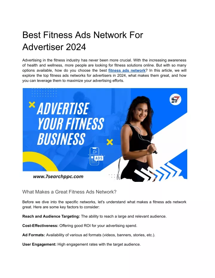 best fitness ads network for advertiser 2024