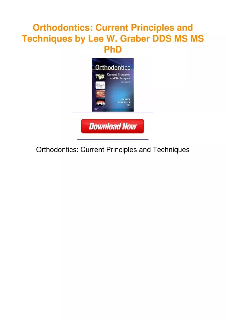 PPT - Orthodontics: Current Principles and Techniques by Lee W. Graber ...