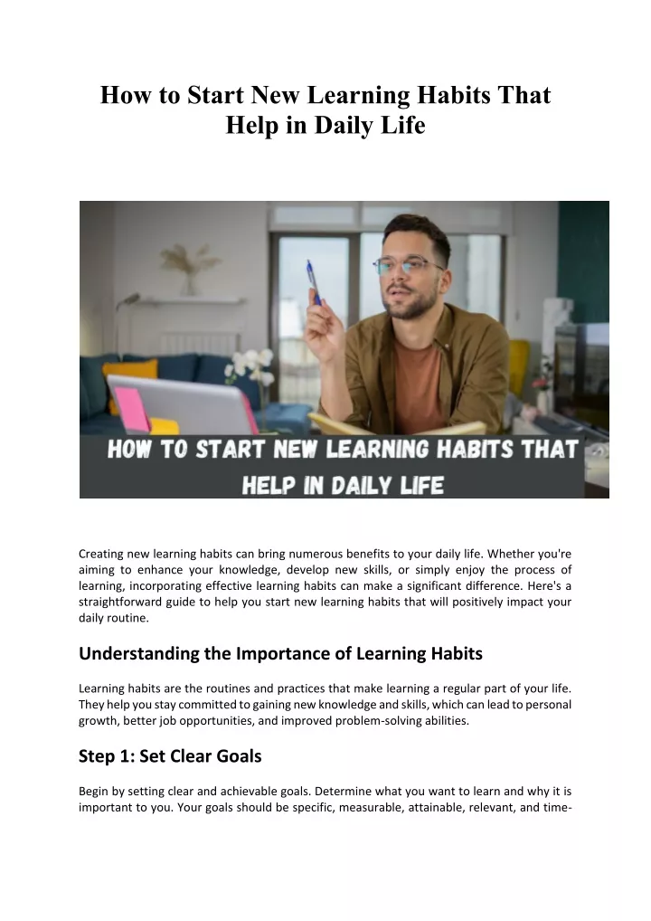 how to start new learning habits that help