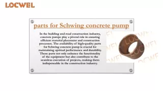 Parts for Schwing Concrete Pump: Enhancing Efficiency in Building and Road Const