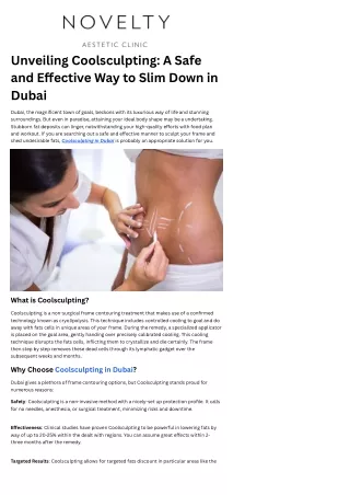 Coolsculpting in Dubai