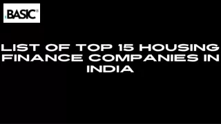Housing Finance Companies in India