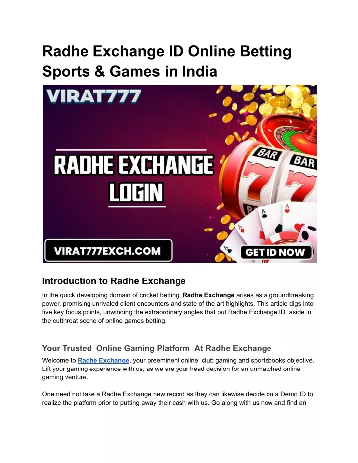 radhe exchange id online betting sports games