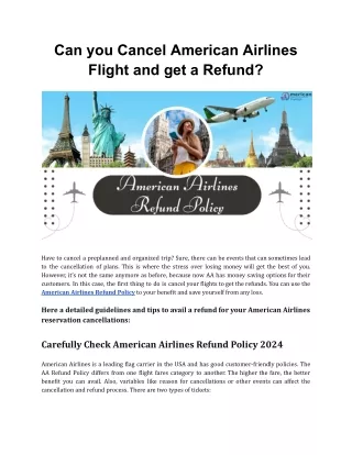 Can you Cancel American Airlines Flight and get a Refund