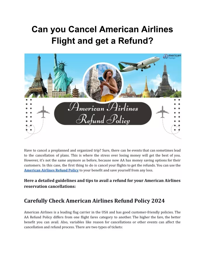 PPT - Can you Cancel American Airlines Flight and get a Refund ...