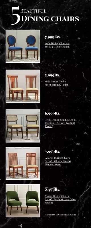 Buy online dining chairs upto 75% off From Wooden Street