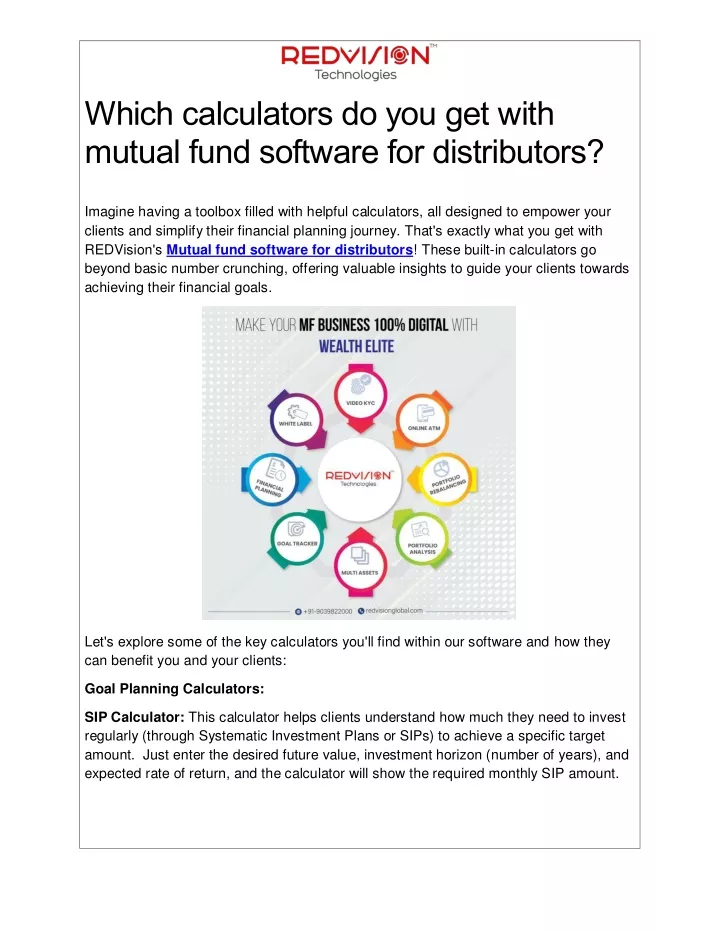 which calculators do you get with mutual fund