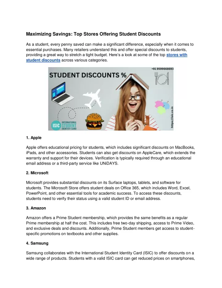 maximizing savings top stores offering student