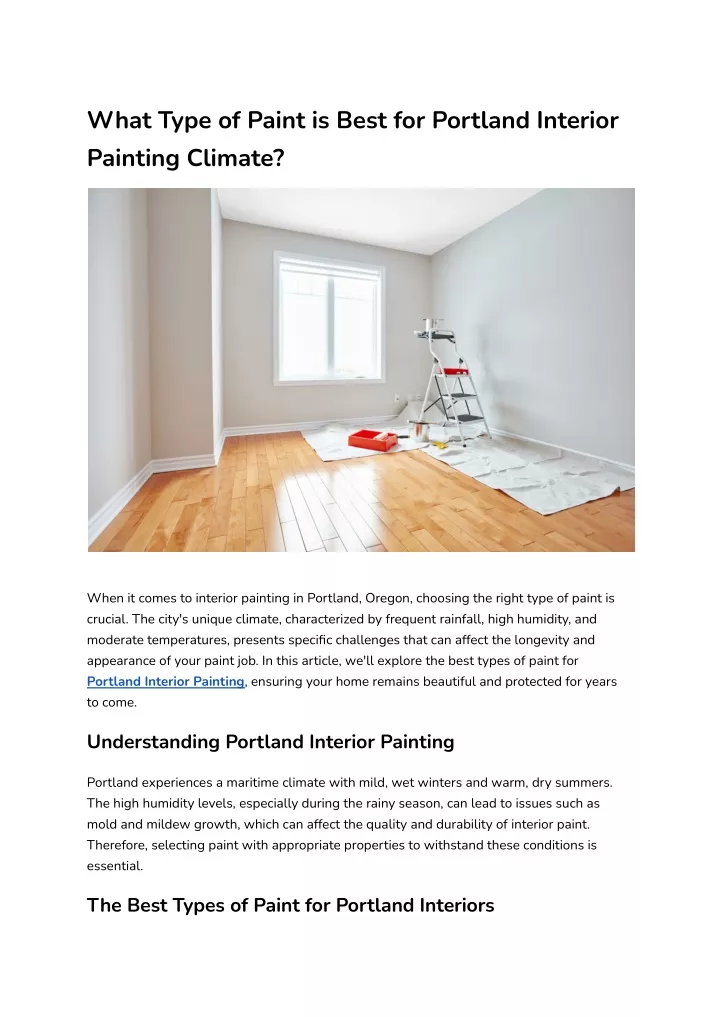 what type of paint is best for portland interior