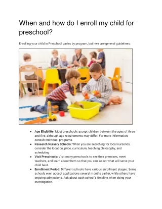 When and how do I enroll my child for preschool?