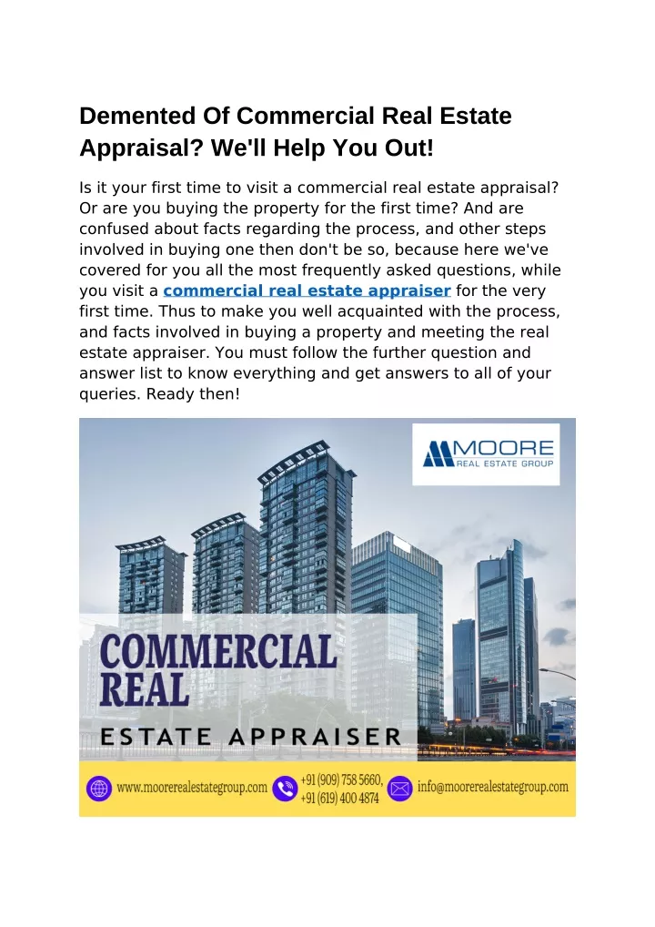 demented of commercial real estate appraisal