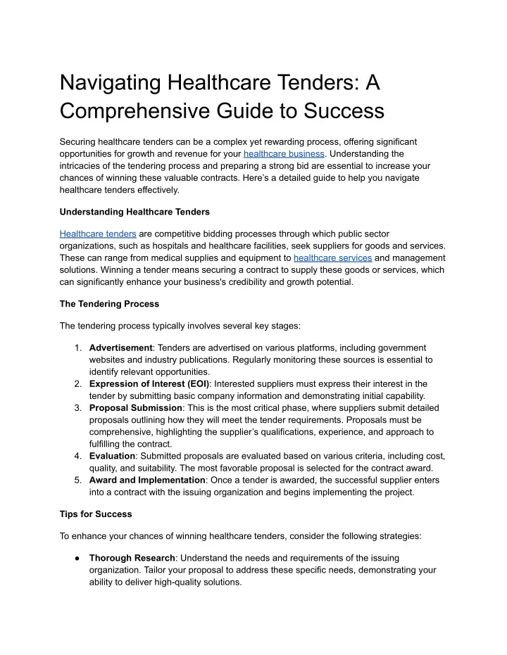 PPT - Navigating Healthcare Tenders_ A Comprehensive Guide to Success 