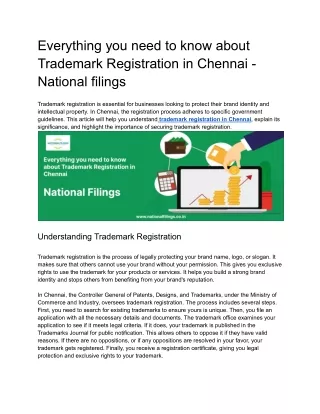 Everything you need to know about Trademark Registration in Chennai - National filings