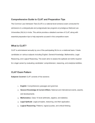 Comprehensive Guide to CLAT and Preparation Tips