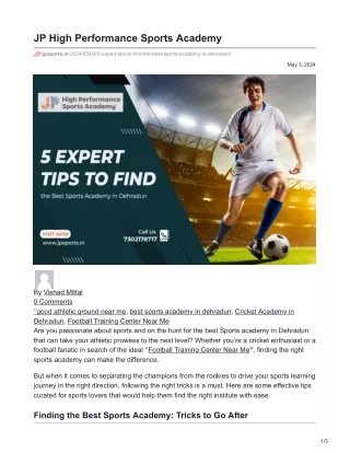 5 Expert Tips for Finding the Best Sports Academy in Dehradun