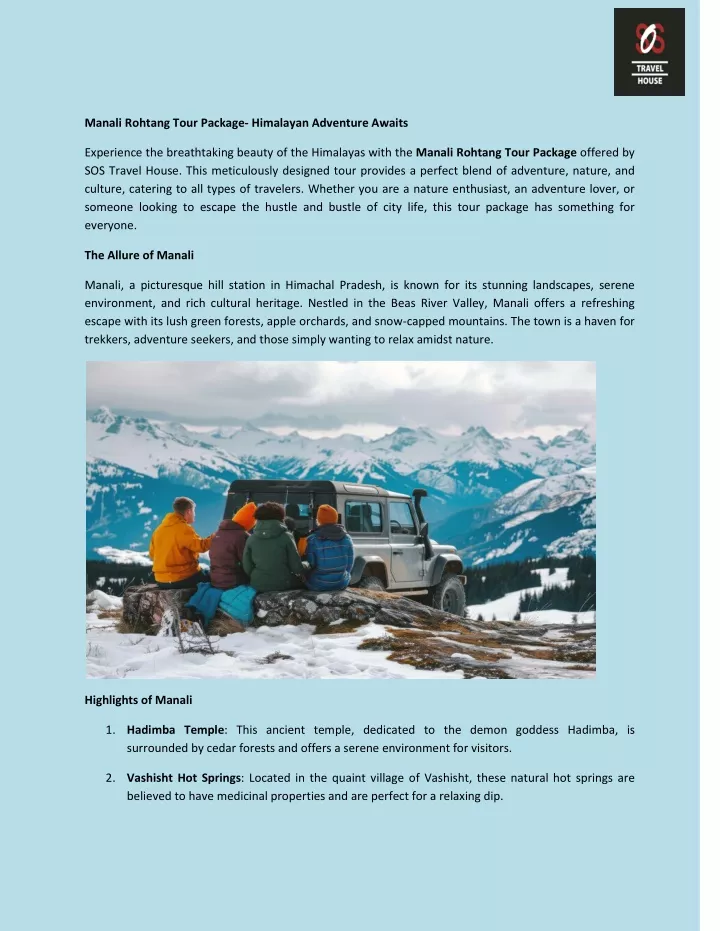 PPT - Manali Rohtang Tour Package- Himalayan Adventure Awaits ...