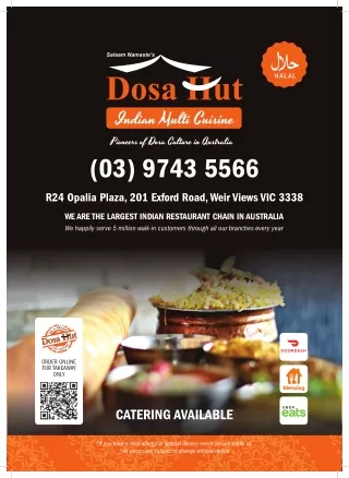 Best Indian Restaurant Melton | Food Takeaway Melton Menu - Dosa Hut