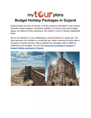 Budget Holiday Packages in Gujarat