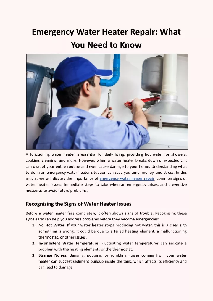 emergency water heater repair what you need