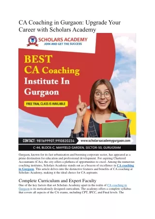 CA Coaching in Gurgaon