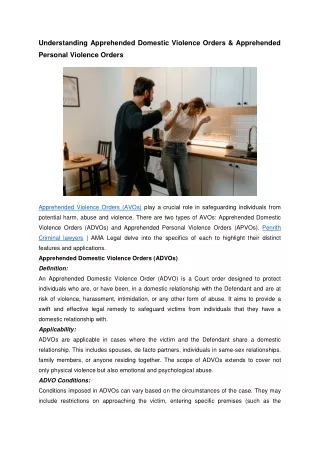 Understanding Apprehended Domestic Violence Orders Apprehended Personal Violence Orders