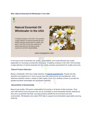 sva natural essential oil wholesaler in the usa