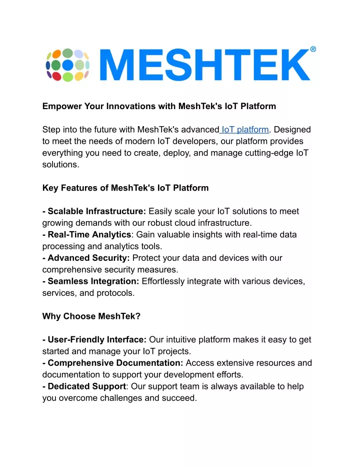 empower your innovations with meshtek