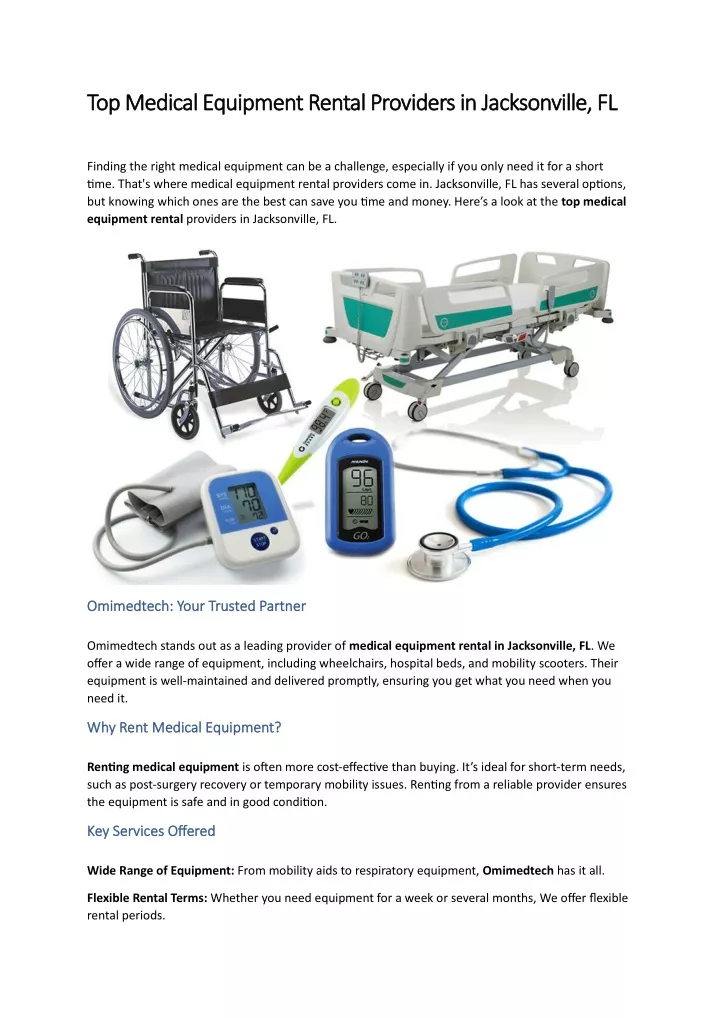 top medical equipment rental providers