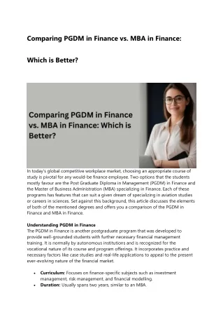 Comparing PGDM in Finance vs. MBA in Finance: Which is Better?