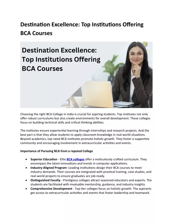 destination excellence top institutions offering