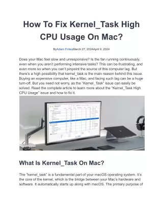 How To Fix Kernel_Task High CPU Usage On Mac?