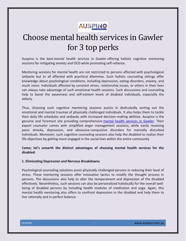 choose mental health services in gawler