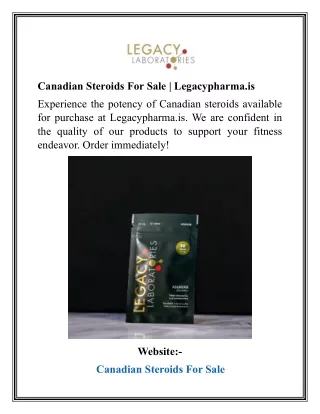 Canadian Steroids For Sale  Legacypharma.is