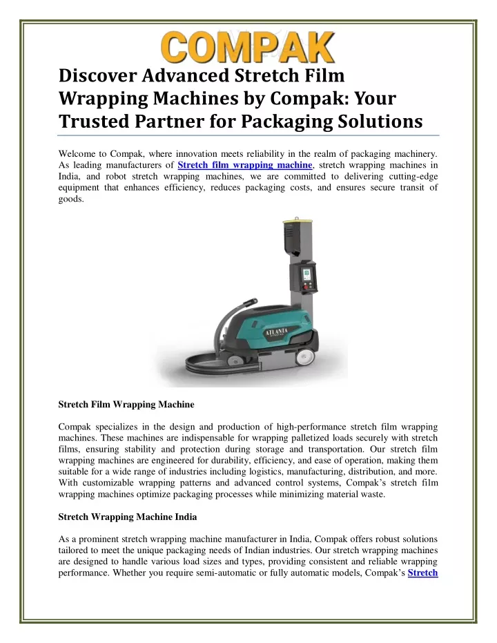 discover advanced stretch film wrapping machines