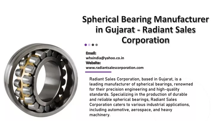 spherical bearing manufacturer in gujarat radiant sales corporation