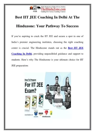 Best IIT JEE Coaching in Delhi | The Hinduzone