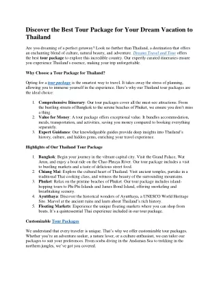 Your Dream Vacation in Thailand