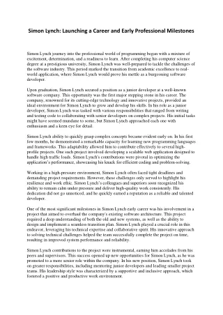 Simon Lynch Mentorship and Community Engagement