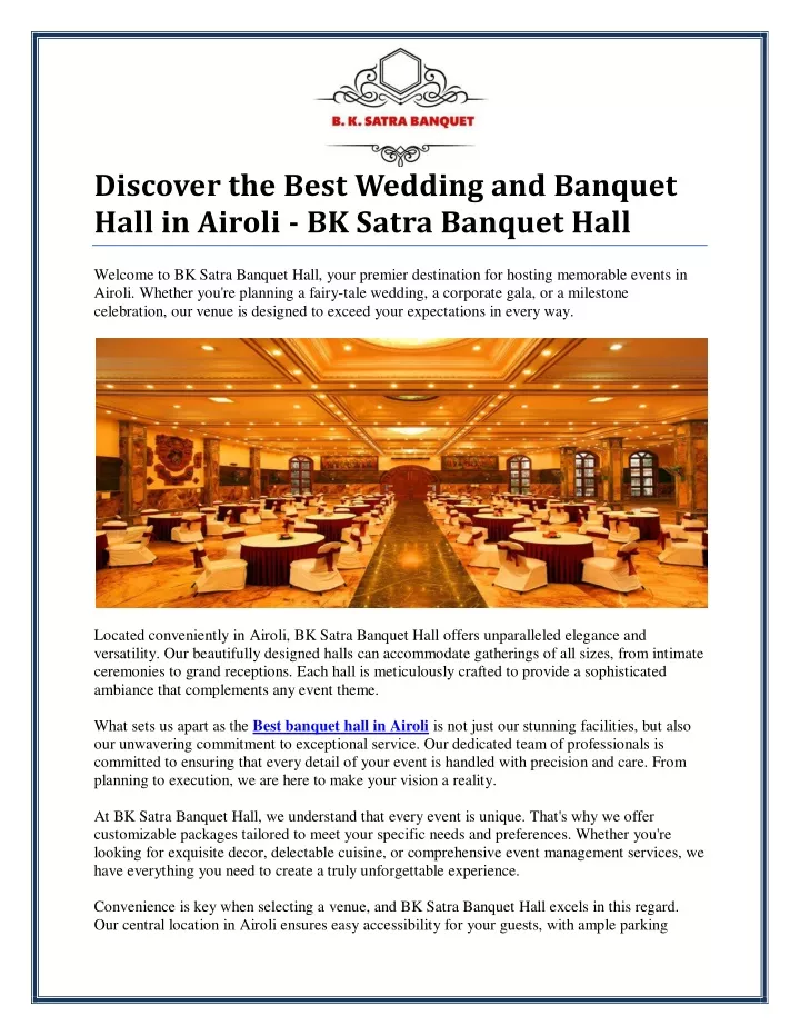 discover the best wedding and banquet hall