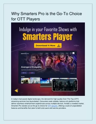 Why Smarters Pro is the Go-To Choice for OTT Players