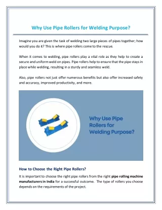 Why Use Pipe Rollers for Welding Purpose